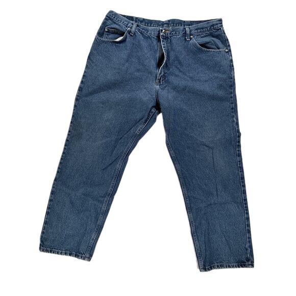 Wrangler Five Star Premium Jeans Mens 42x30 Relaxed Straight Medium Blue Denim - Picture 1 of 7